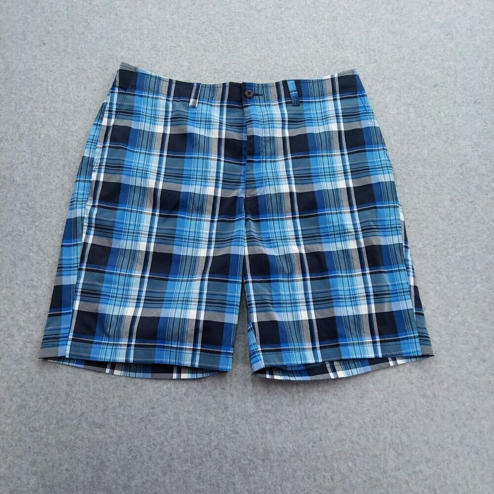 Pro Tour Golf Shorts Men's 34 inseam  Blue Gray‎ Plaid Blend Fabric